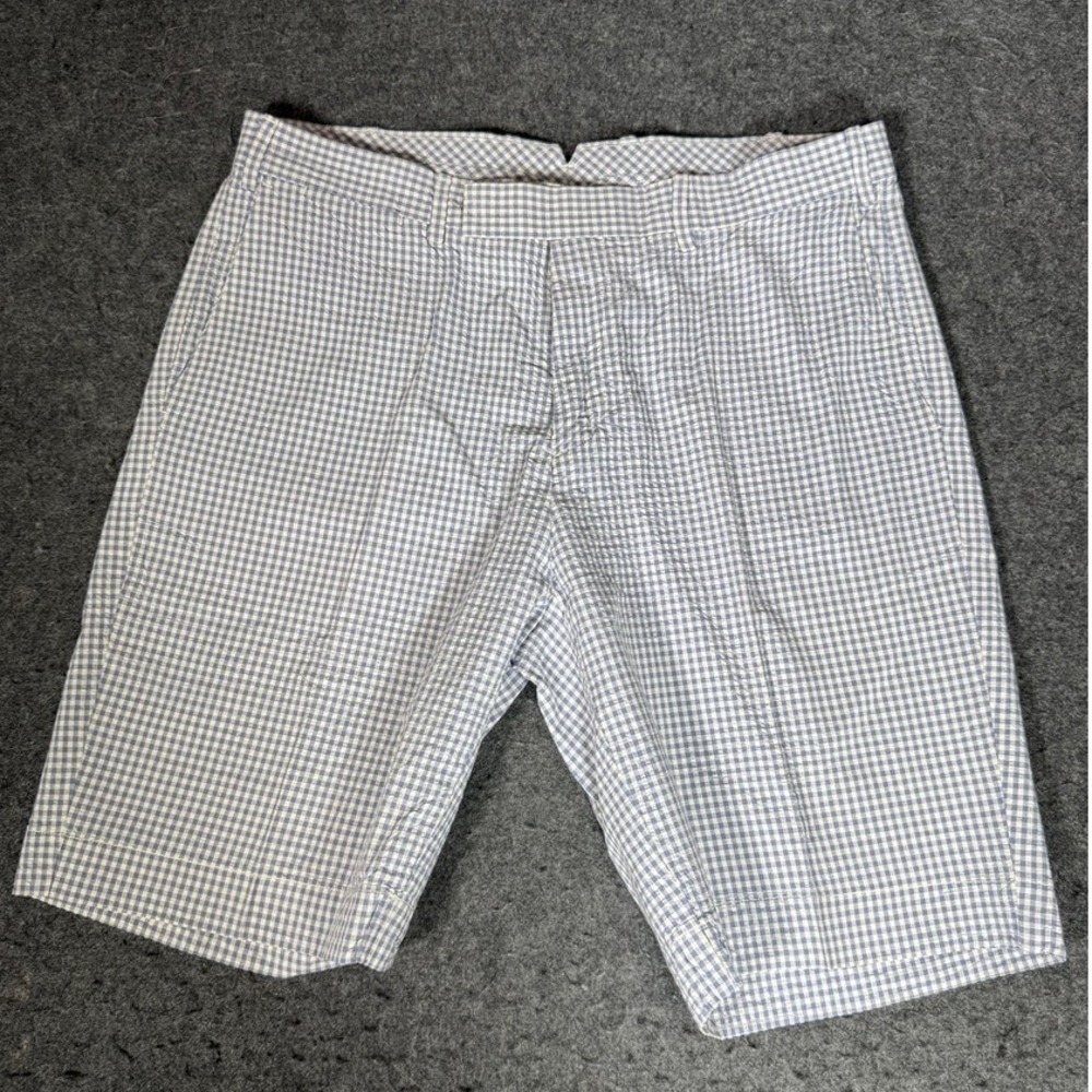 Polo Ralph Lauren Mens Blue White Gingham Seersucker Shorts Size 34 Y2K Classic